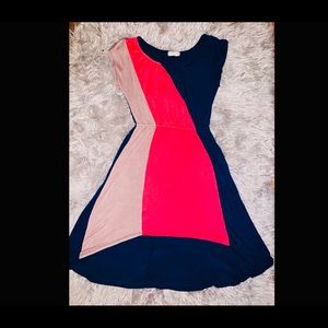 Cotton stretch color block dress